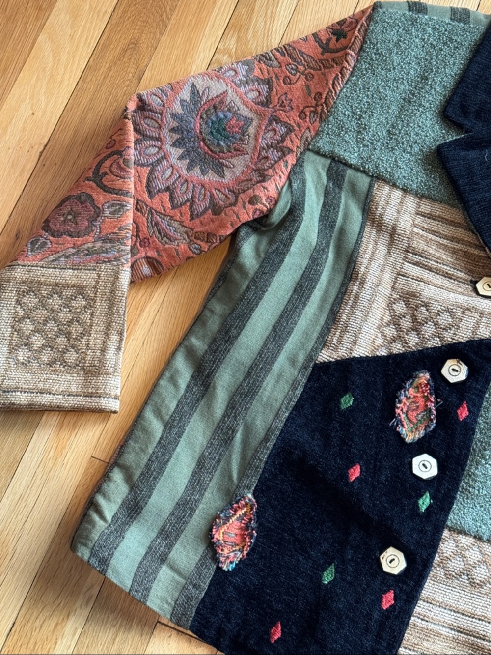 90’s Entice Patchwork Mixed-Pattern Jacket - Picture 2 of 9